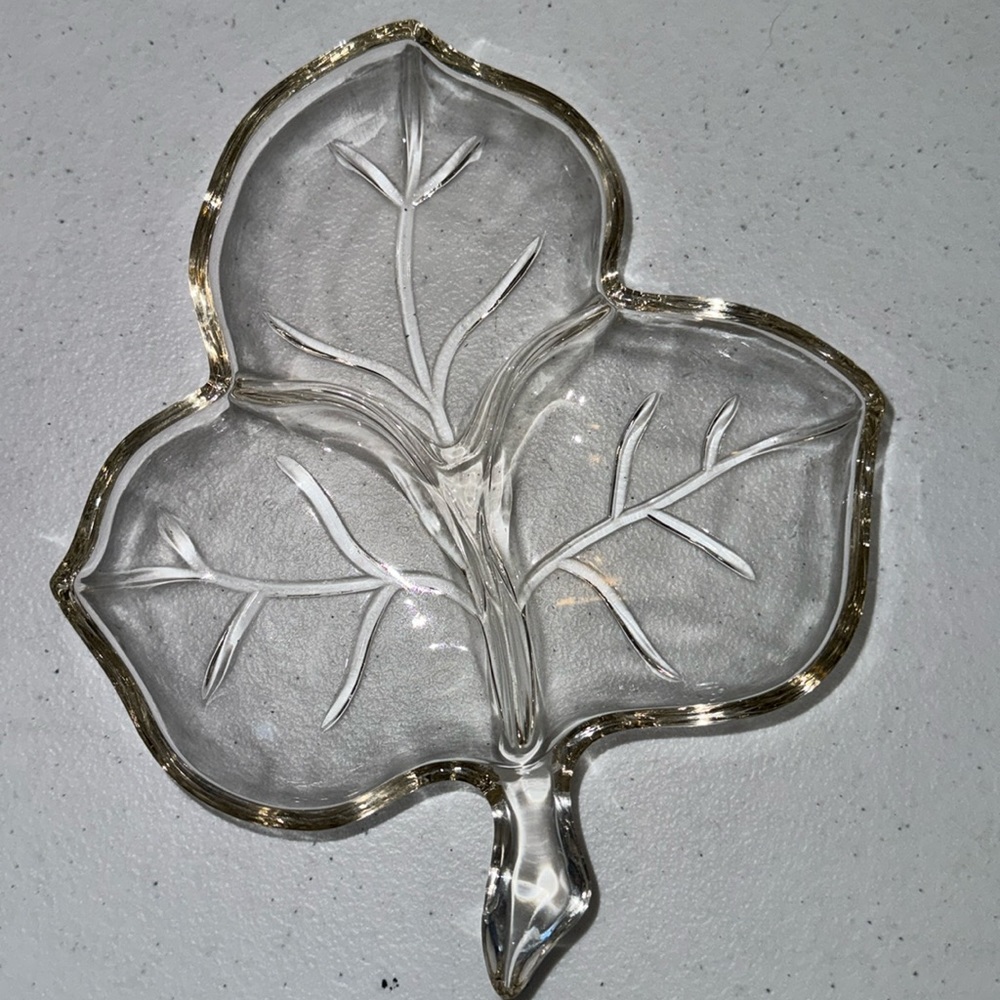 Vintage Glass Leaf Dish